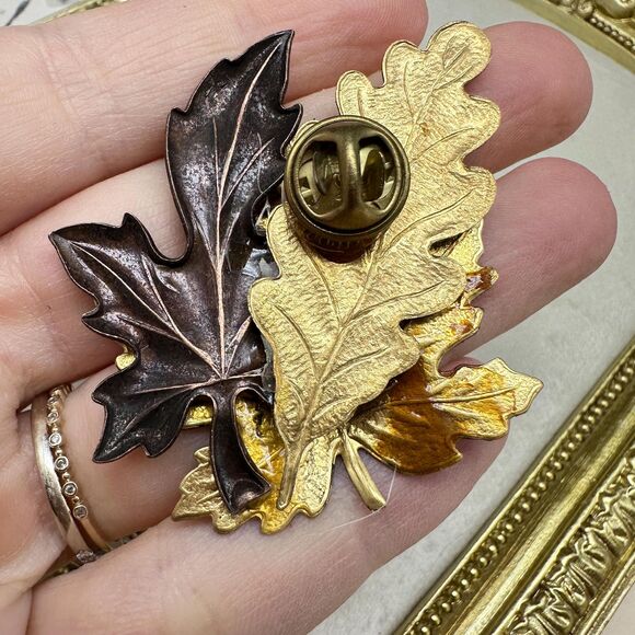 Vintage Jewelry Fall Leaves Leaf Brooch Enamel Leaf Pin - Picture 3 of 3